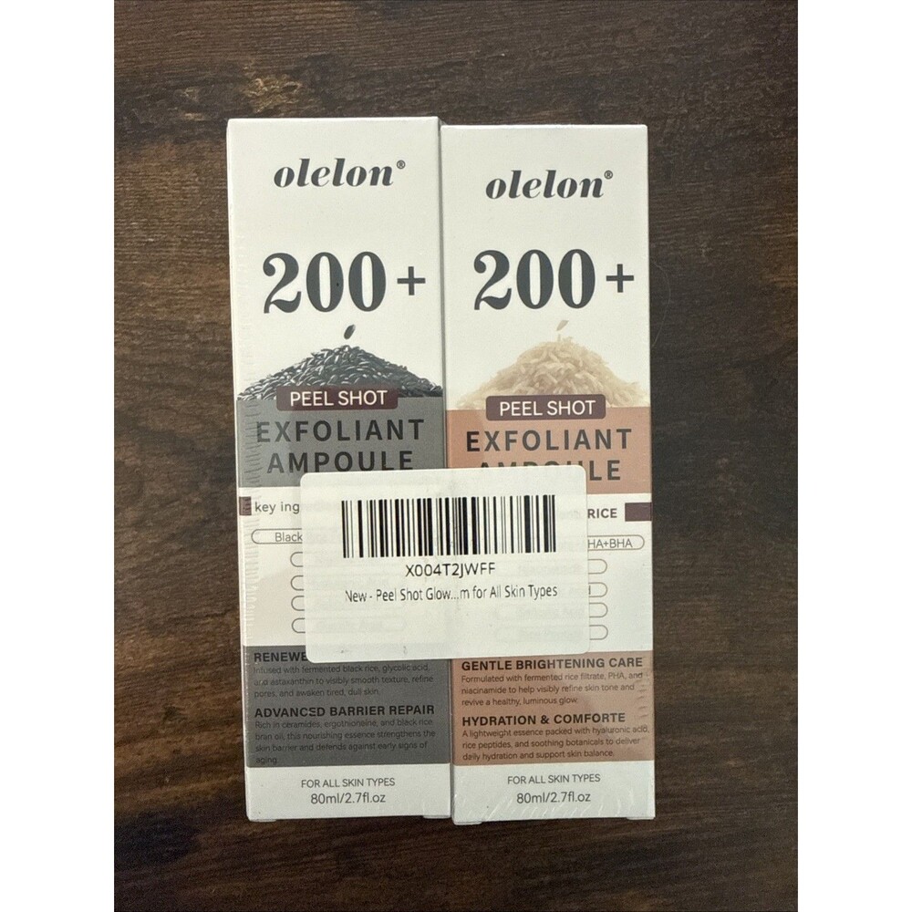 2-PACK Peel Shot Glow Exfoliant Rice Ampoule 2.7oz Each Black Rice/Rice SEALED